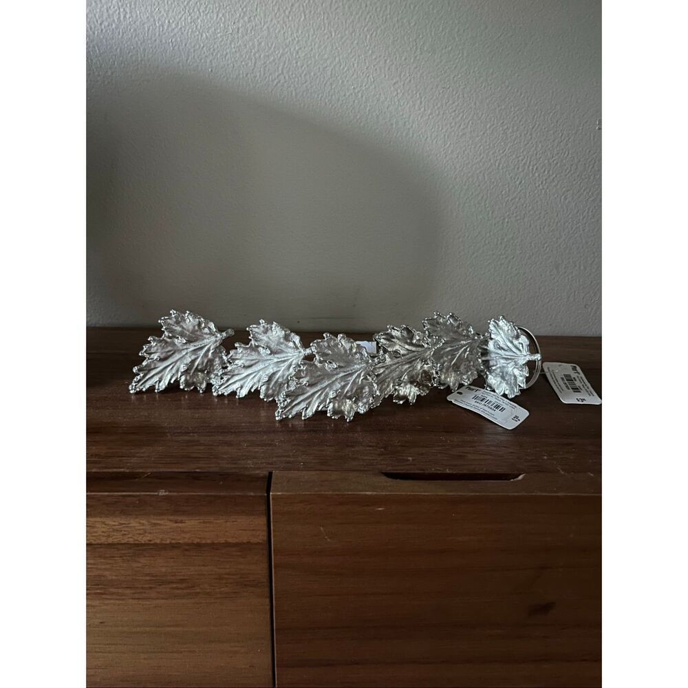 NWT Pier 1 Imports Silver Maple Leaf Napkin Rings set of 6